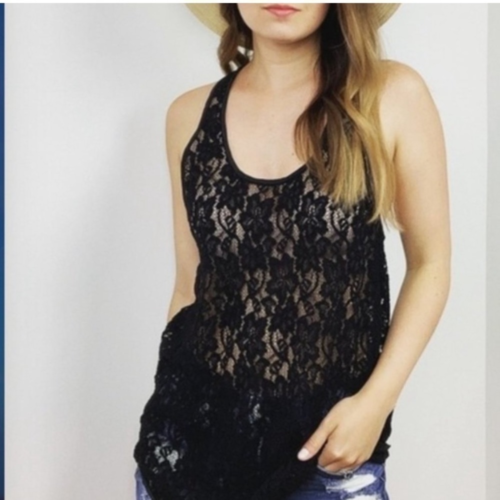 Wilfred Aritzia Madeline Floral Crochet Lace Racerback Tank Top - Picture 2 of 11